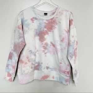 AR-33 Womens Sweatshirt Tie Dye Raspberry Blue Peach Pink White Pullover Small